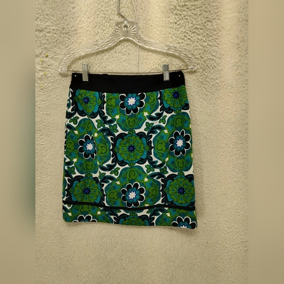 Floral Patterned Skirt - Green and Blue - Picture 1 of 3